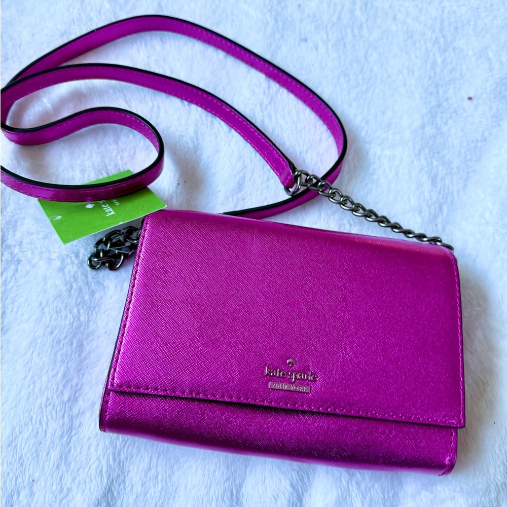 Kate Spade Metallic Pink Leather Cedar Street Cami Cross Body